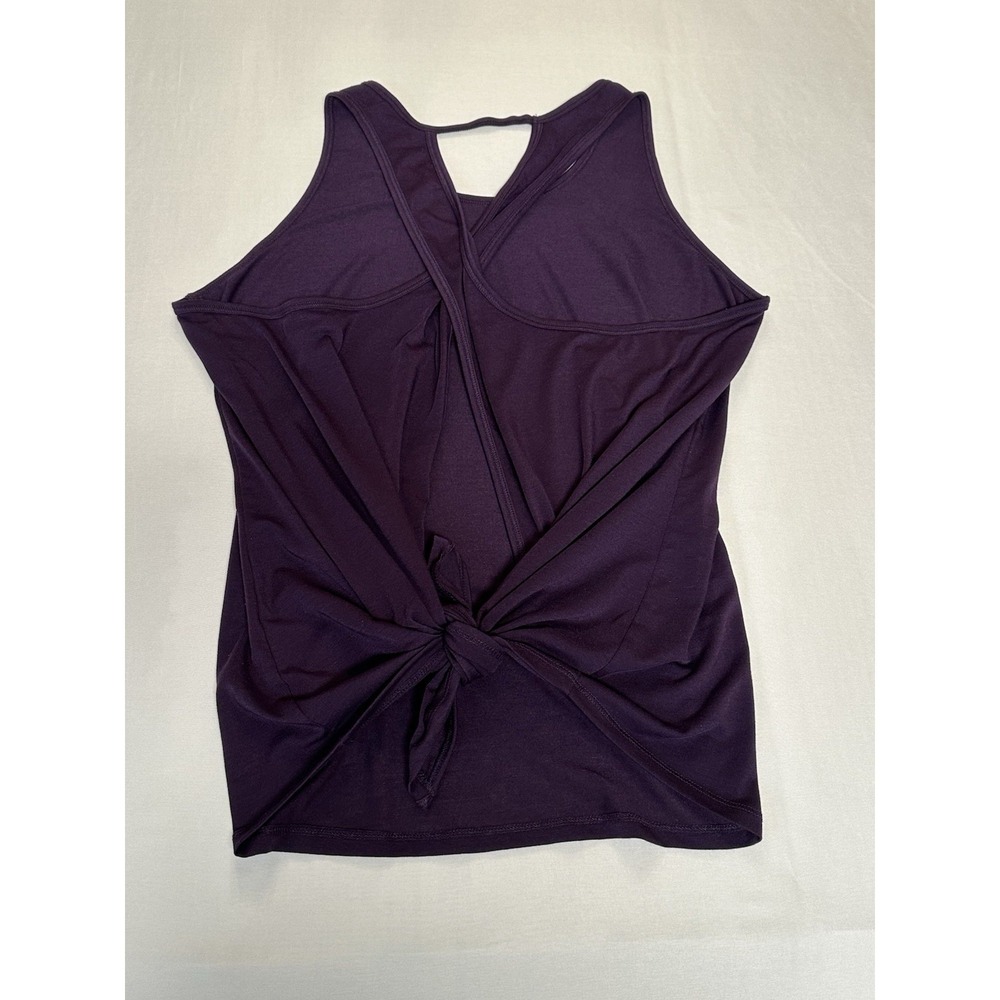 Athleta Womens purple twist black tie tank top yoga workout size medium‎